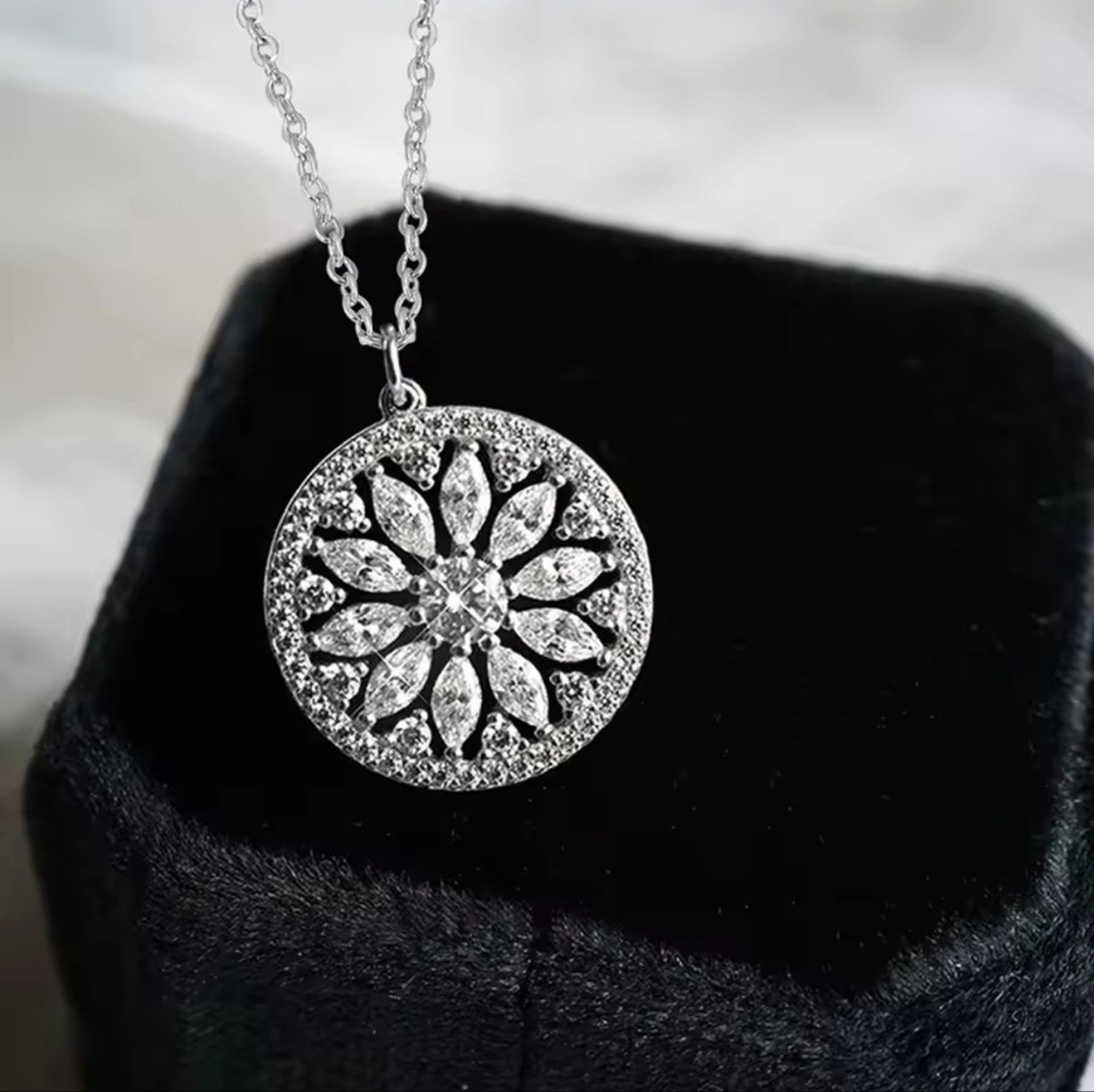 Silver Floral Pendant Necklace